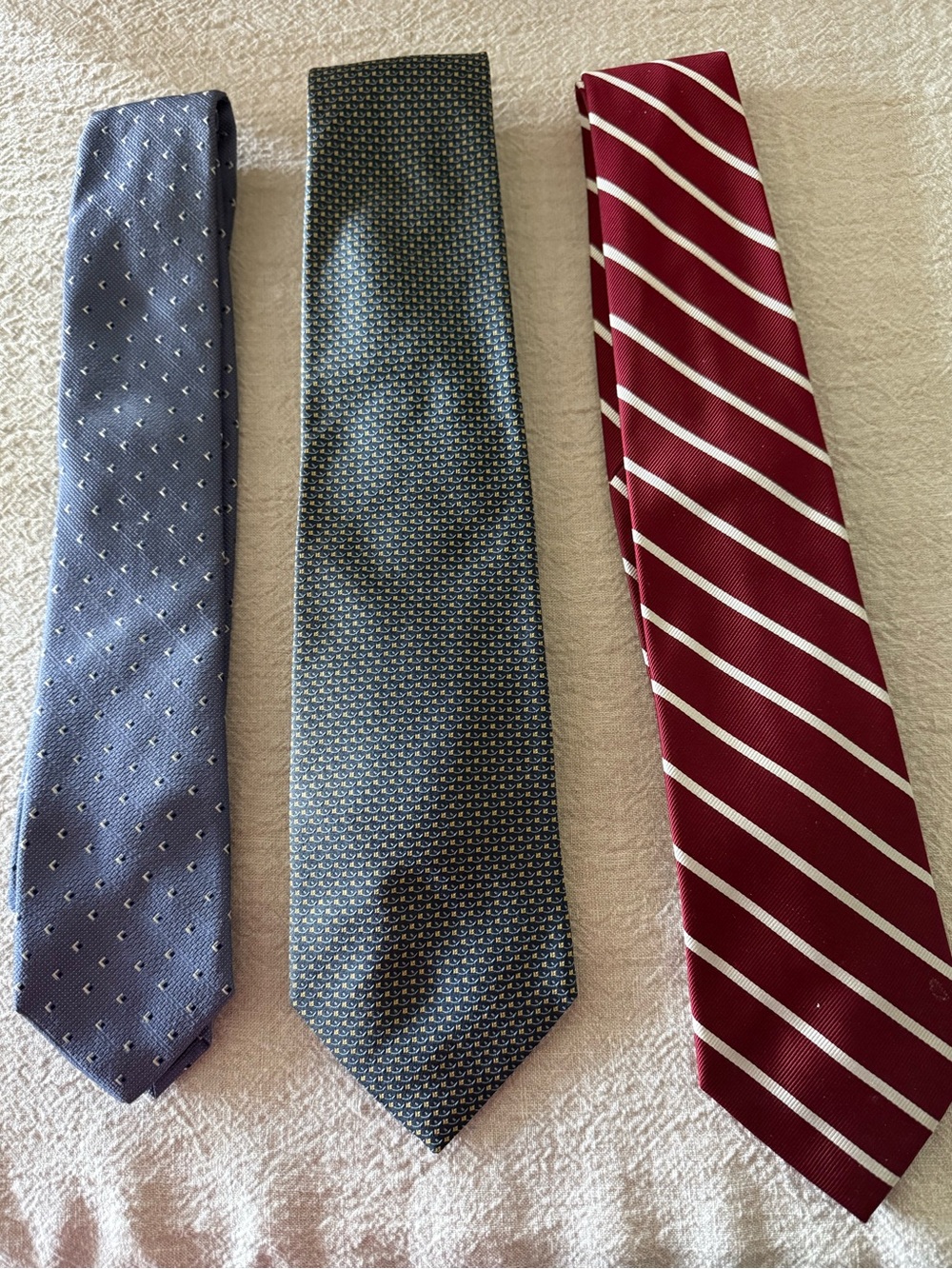 Lot of 3 Men's 100% Silk Neckties - Classic, Geometric & Striped